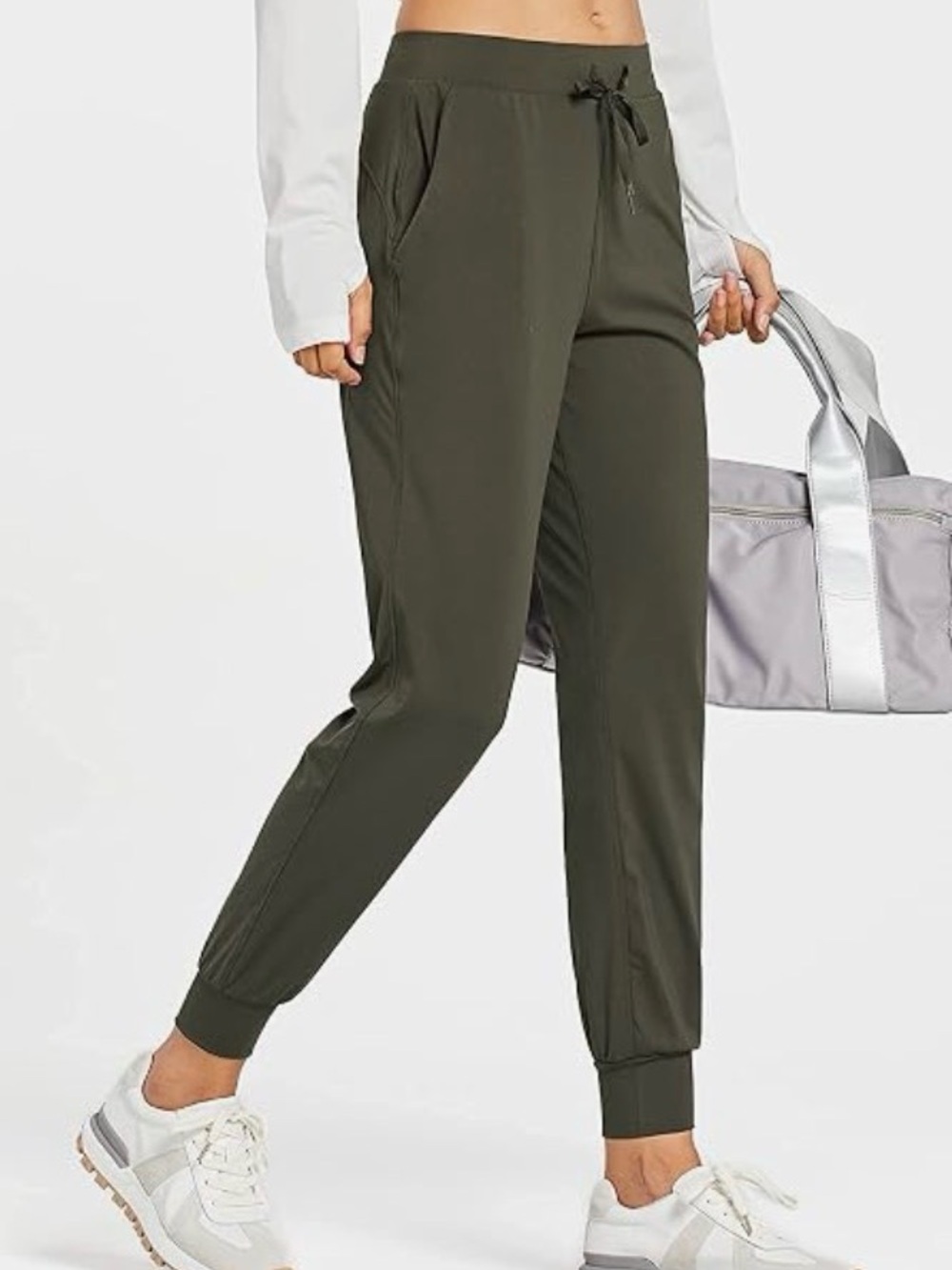 Libin Women’s Joggers Pants Athletic Casual, Olive Green, Size M